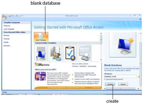 Starting and opening a database - MS Access practical