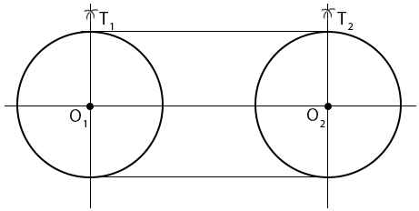 Geometric construction - Tangents of a circle -vTangent to two equal circles