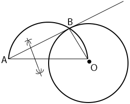 Geometric construction - Tangents of a circle: Tangents to a circle from a given point outside the circle