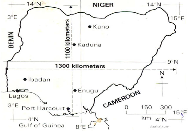 Location, Position and Size of Nigeria