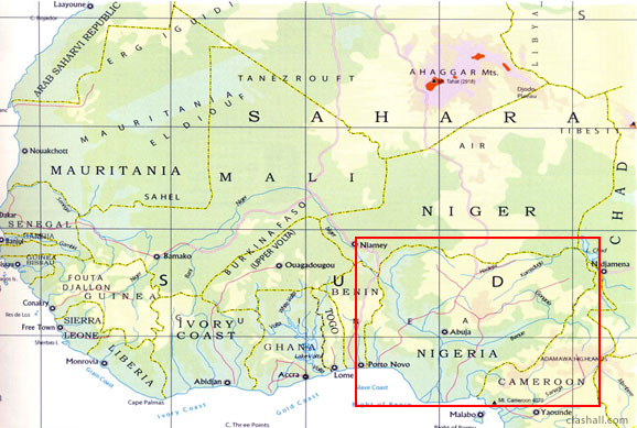 A West Africa Map Showing the Position of Nigeria